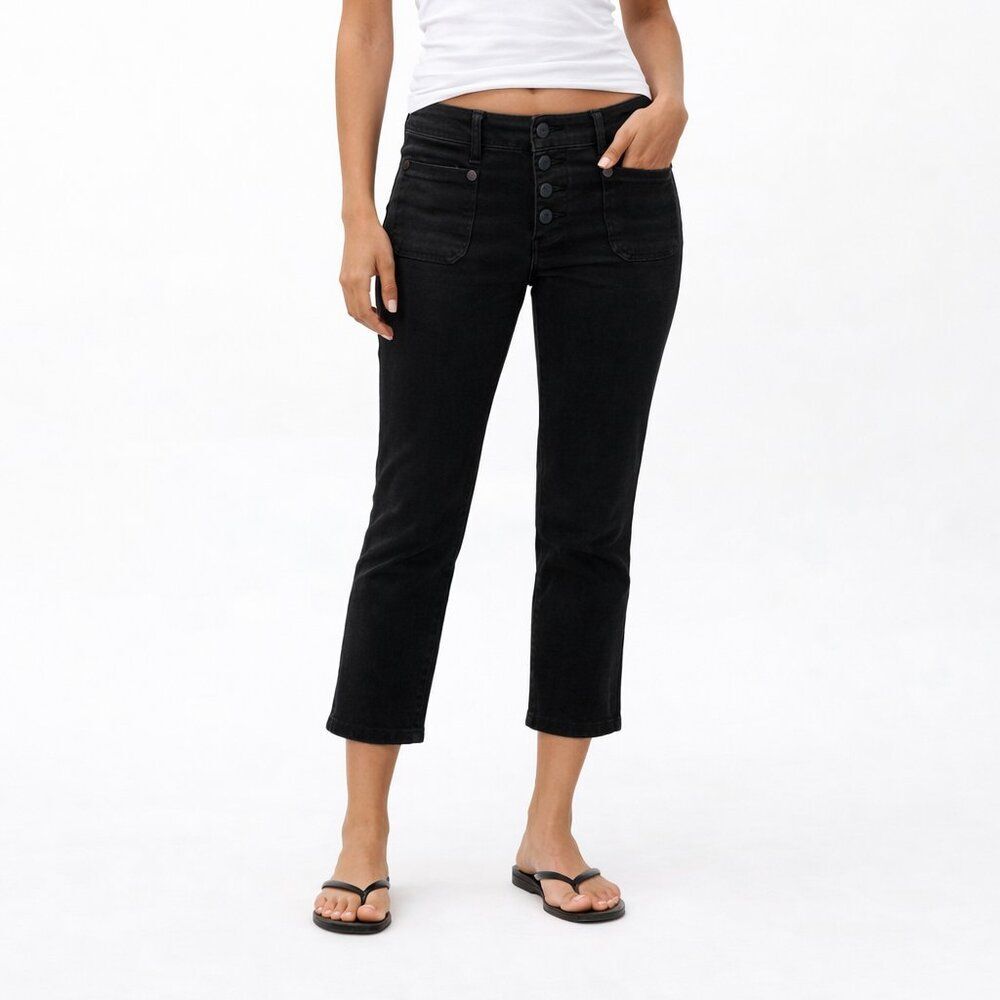 One Teaspoon Super Dupers Jeans Cropped Skinny Black‎ Dark Wash Women’s Size 28